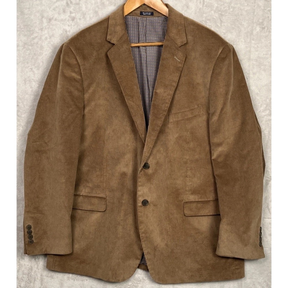 Brown Corduroy Sport Coat Blazer Tan Saddlebred Men's 46  Academia Vented Jacket